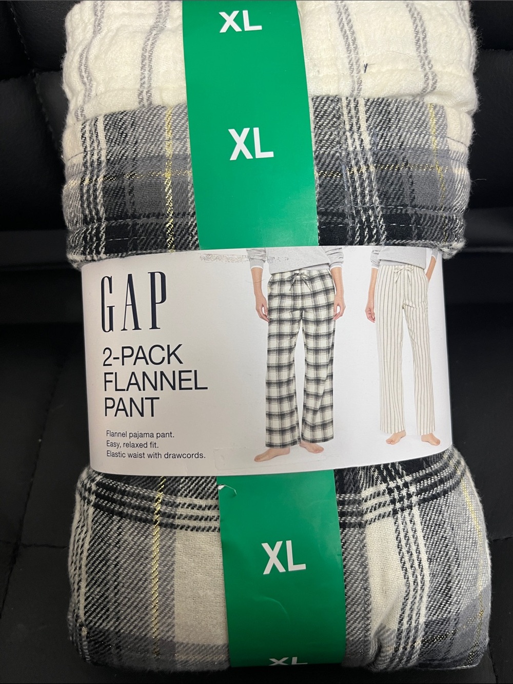 GAP XL 2-Pack Flannel Pajama Pants in Black, White, Gray - Picture 2 of 5